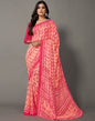 Light Orange And Cherry Pink Georgette Saree | Sudathi