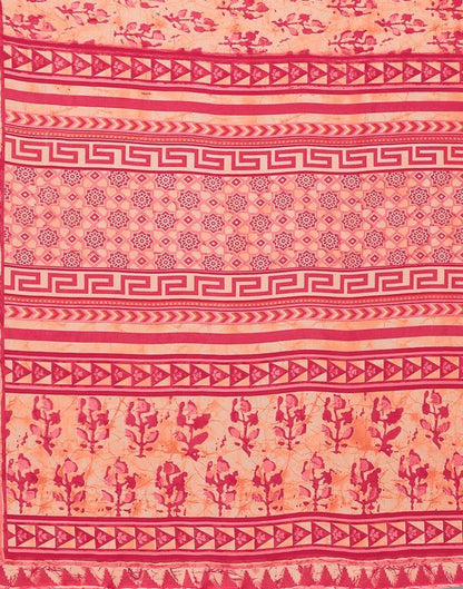 Light Orange And Cherry Pink Georgette Saree | Sudathi