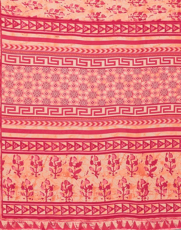 Light Orange And Cherry Pink Georgette Saree | Sudathi