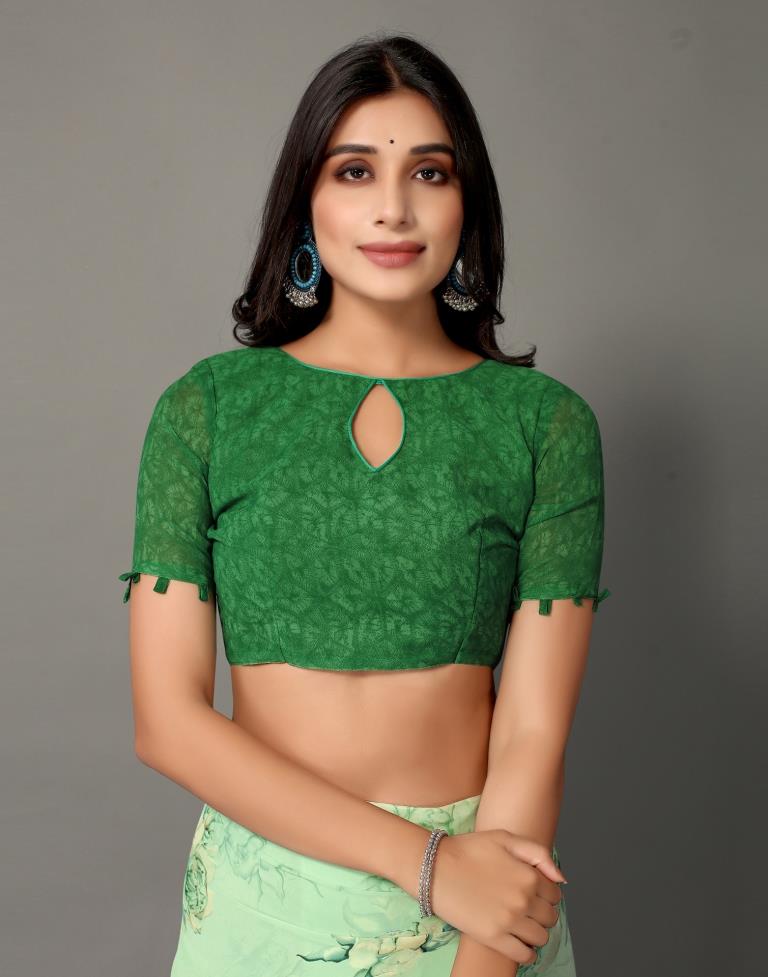 Pista Green And Multicolored Georgette Saree | Sudathi