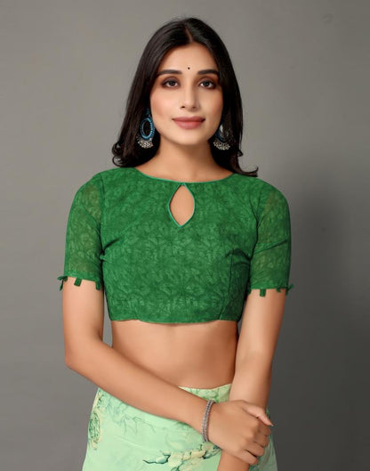 Pista Green And Multicolored Georgette Saree | Sudathi