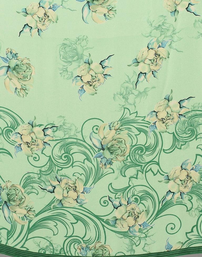 Pista Green And Multicolored Georgette Saree | Sudathi