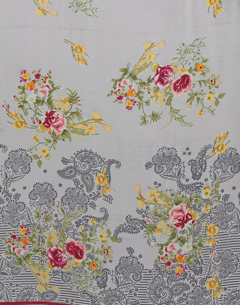 Light Grey And Multicolored Georgette Saree | Sudathi