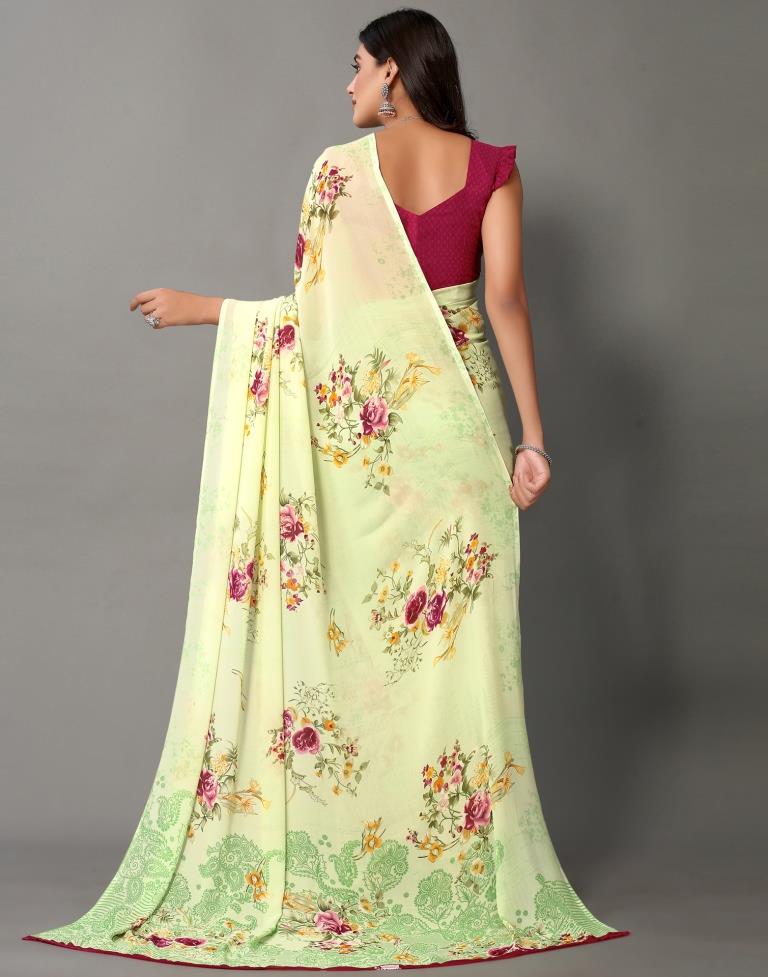 Light Green And Multicolored Georgette Saree | Sudathi