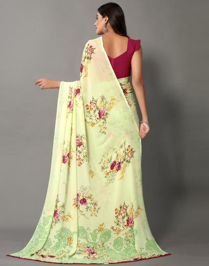 Light Green And Multicolored Georgette Saree | Sudathi