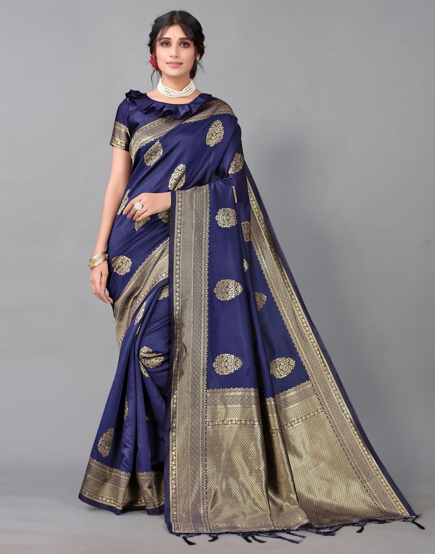 Dark Blue Silk Saree | Sudathi