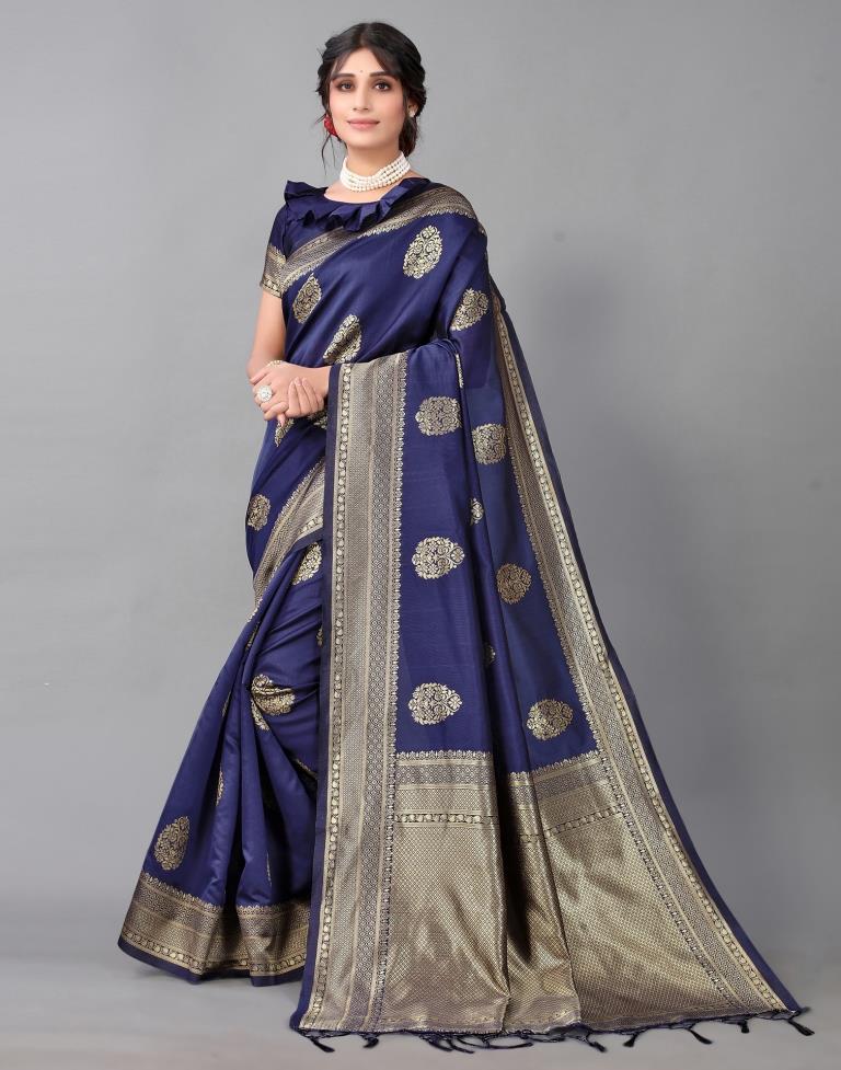 Dark Blue Silk Saree | Sudathi