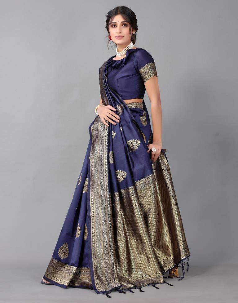 Dark Blue Silk Saree | Sudathi