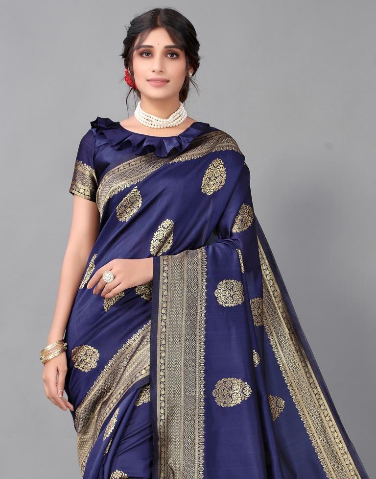Dark Blue Silk Saree | Sudathi