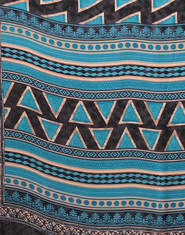 Dark Grey And Blue Georgette Saree | Sudathi