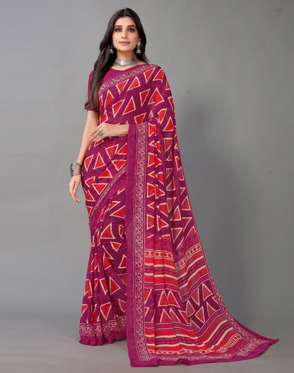 Magenta And Red Georgette Saree | Sudathi