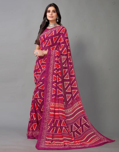 Magenta And Red Georgette Saree | Sudathi