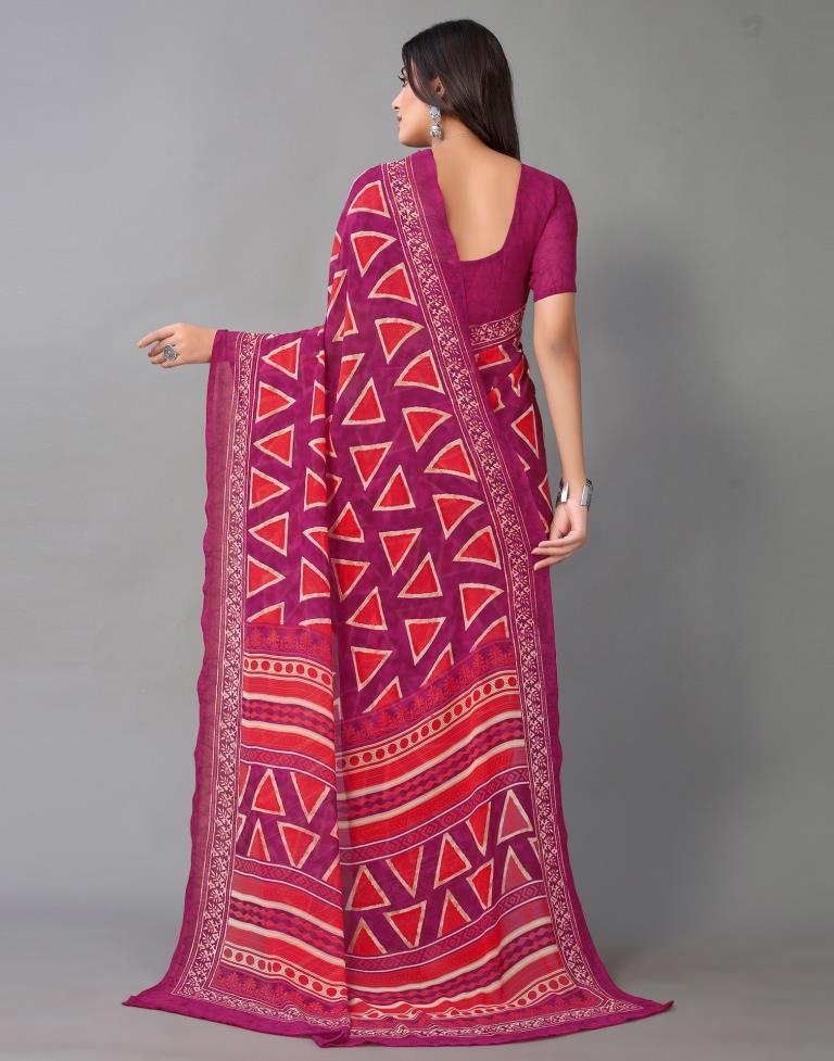 Magenta And Red Georgette Saree | Sudathi