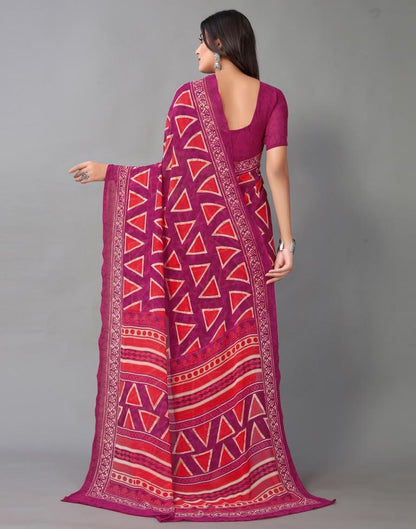 Magenta And Red Georgette Saree | Sudathi