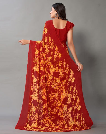 Red And Multicolored Georgette Saree | Sudathi