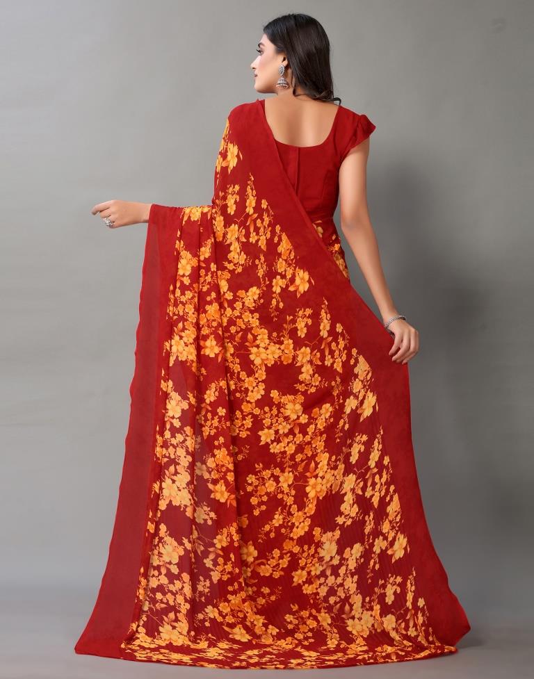 Red And Multicolored Georgette Saree | Sudathi