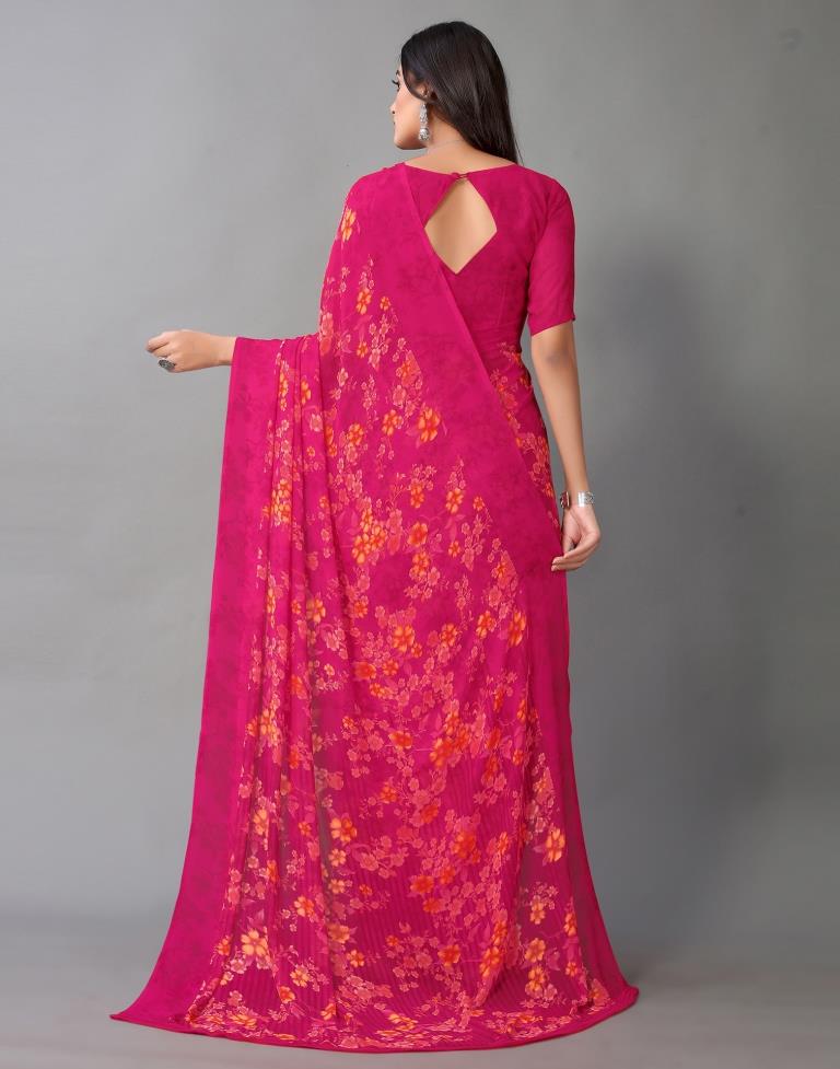 Hot Pink And Multicolored Georgette Saree | Sudathi