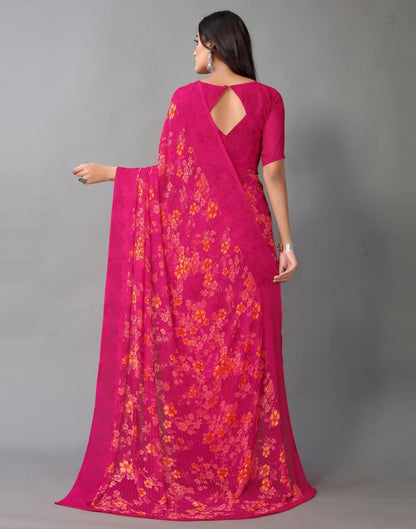 Hot Pink And Multicolored Georgette Saree | Sudathi