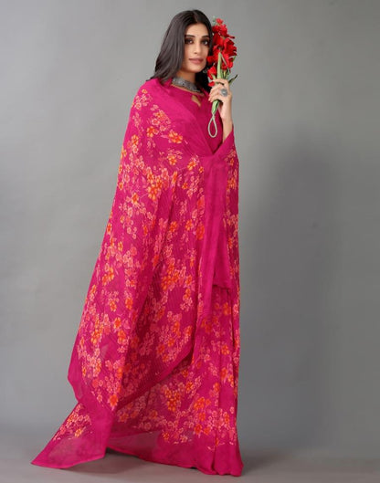 Hot Pink And Multicolored Georgette Saree | Sudathi