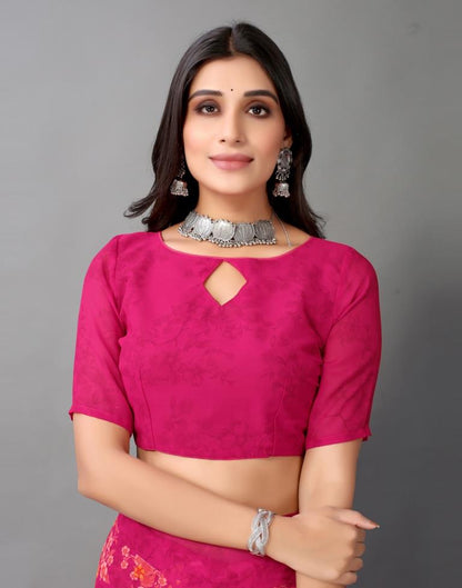 Hot Pink And Multicolored Georgette Saree | Sudathi