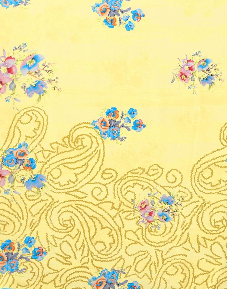 Light Yellow And Multicolored Georgette Saree | Sudathi