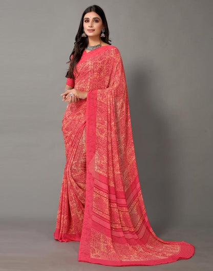Peach And Multicolored Georgette Saree | Sudathi