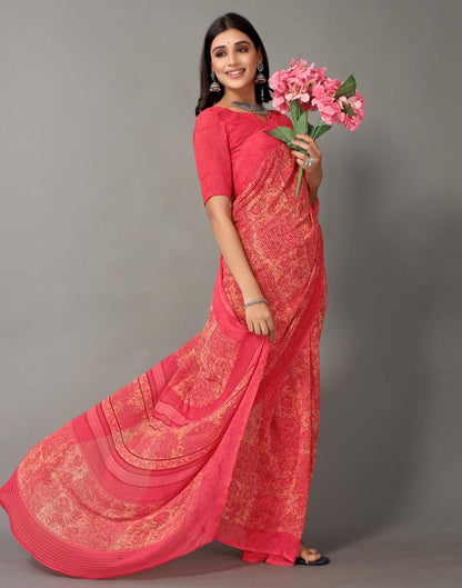 Peach And Multicolored Georgette Saree | Sudathi