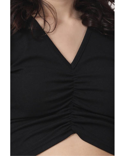 Black Coloured Lycra Knitted Top | Sudathi