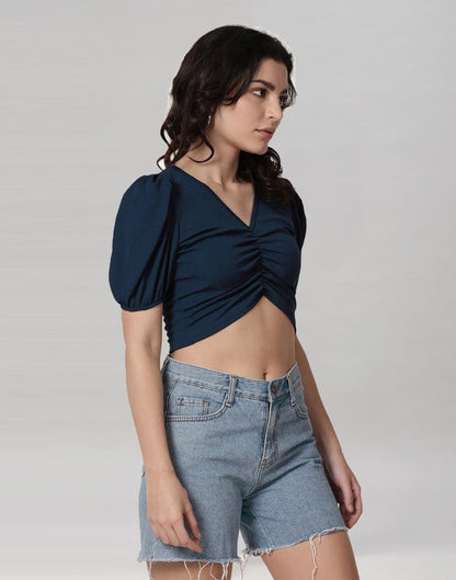 Blue Coloured Lycra Knitted Top | Sudathi