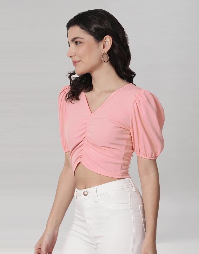 Peach Coloured Lycra Knitted Top | Sudathi