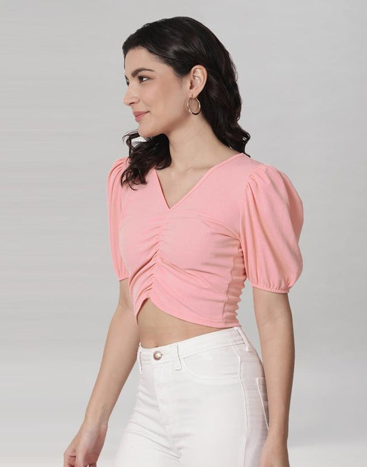 Peach Coloured Lycra Knitted Top | Sudathi