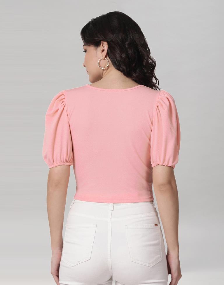 Peach Coloured Lycra Knitted Top | Sudathi