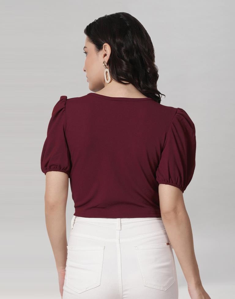 Maroon Coloured Lycra Knitted Top | Sudathi