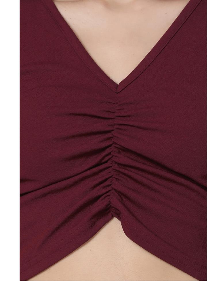 Maroon Coloured Lycra Knitted Top | Sudathi