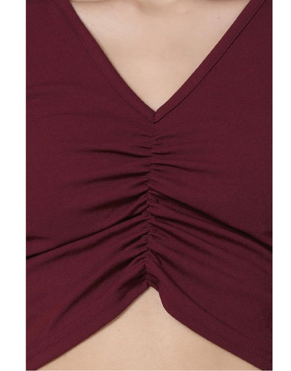 Maroon Coloured Lycra Knitted Top | Sudathi