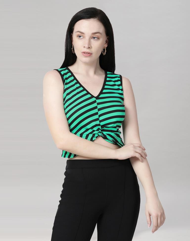 Jungle Green Coloured Lycra Knitted Top | Sudathi