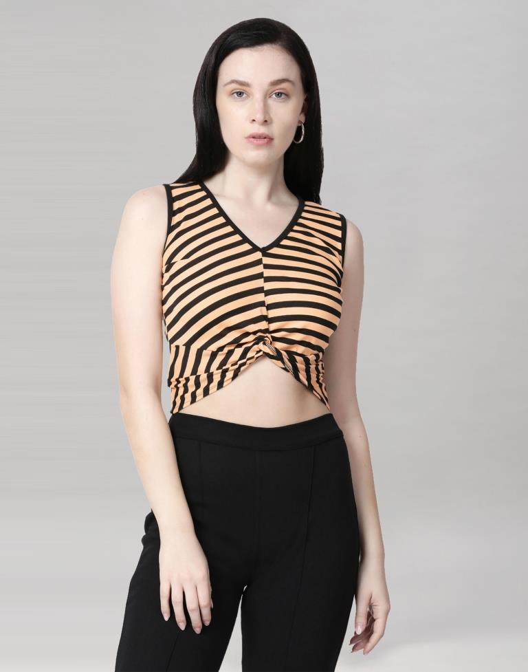 Peach Coloured Lycra Knitted Top | Sudathi