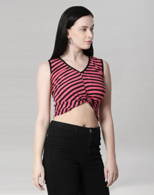 Hot Pink Coloured Lycra Knitted Top | Sudathi