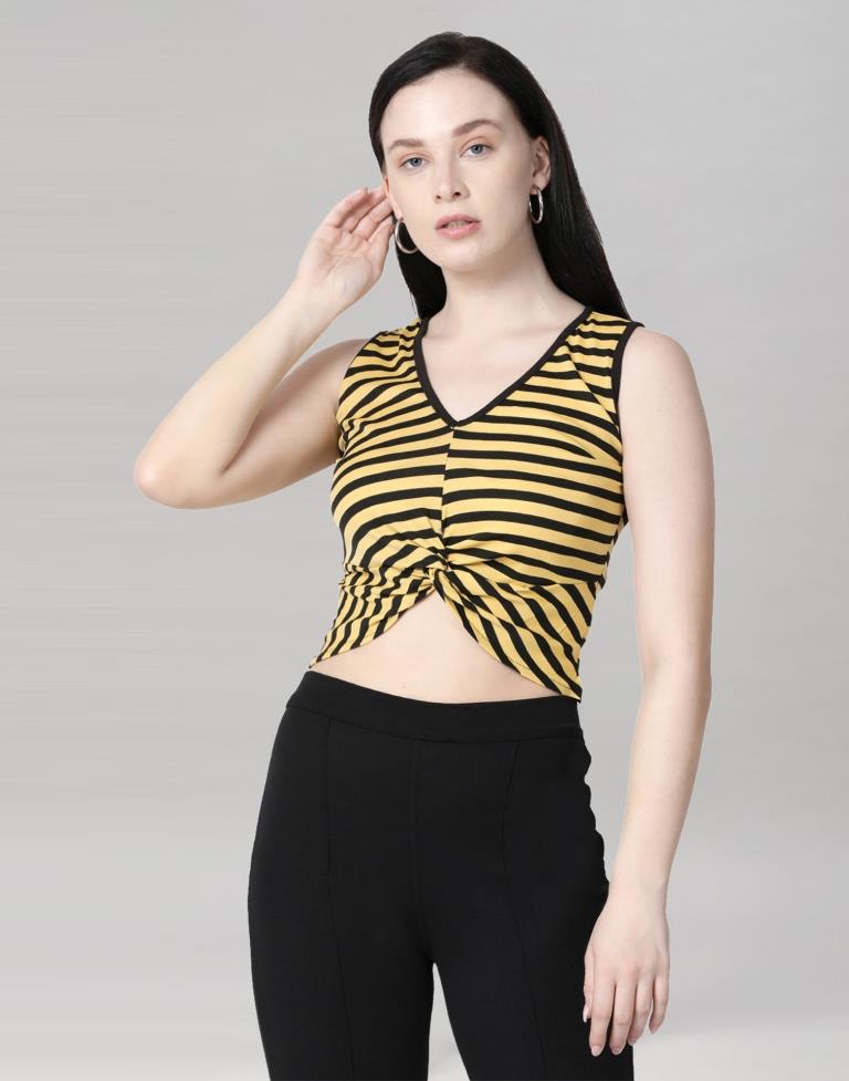 Yellow Coloured Lycra Knitted Top | Sudathi