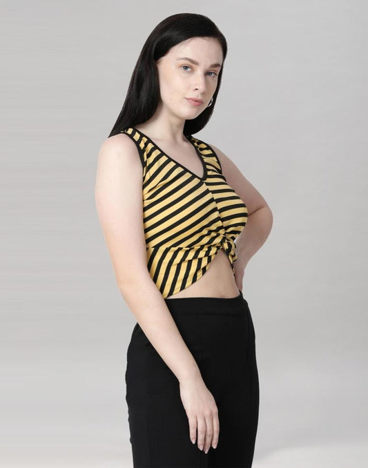 Yellow Coloured Lycra Knitted Top | Sudathi