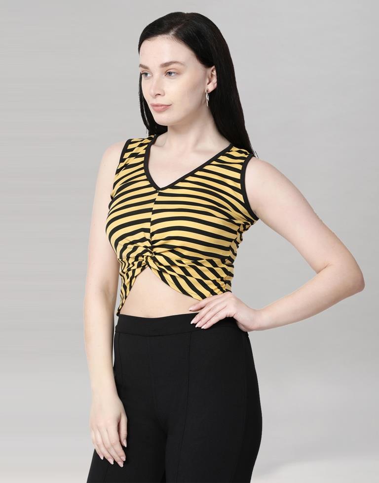 Yellow Coloured Lycra Knitted Top | Sudathi