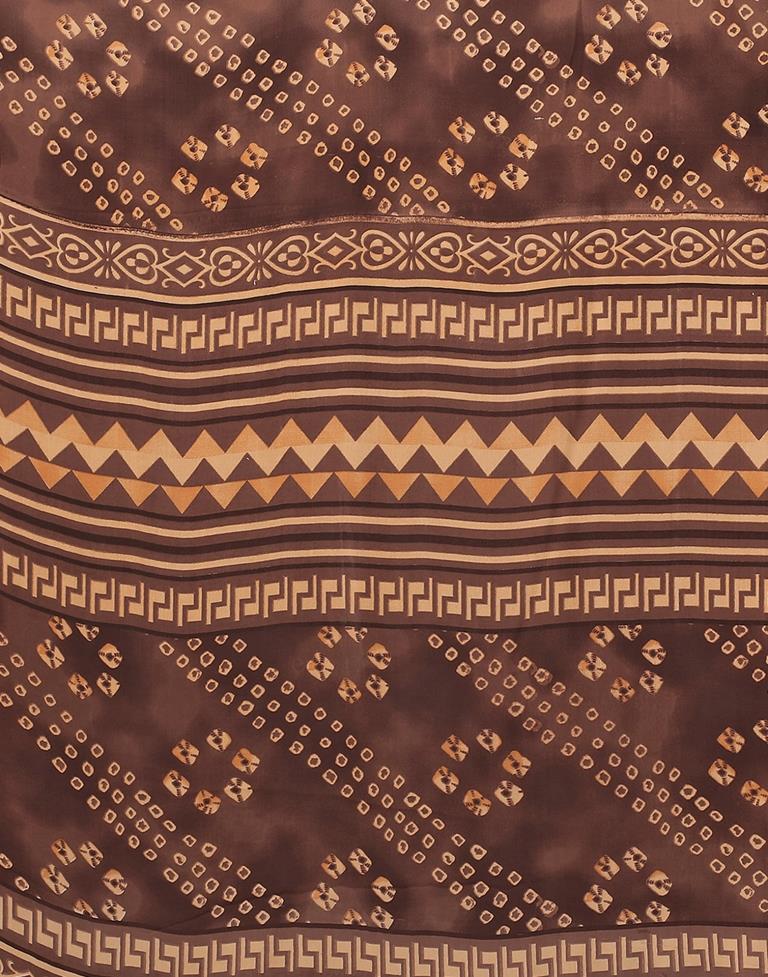 Brown Bandhani Georgette Saree
