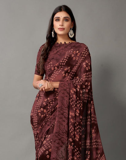 Wine Bandhani Georgette Saree