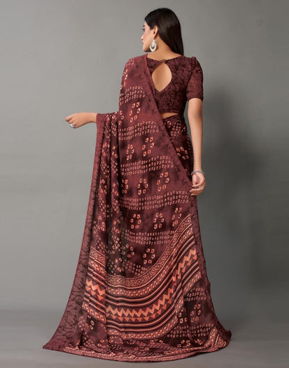 Wine Bandhani Georgette Saree