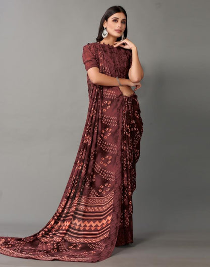 Wine Bandhani Georgette Saree