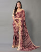 Wine Printed Georgette Saree