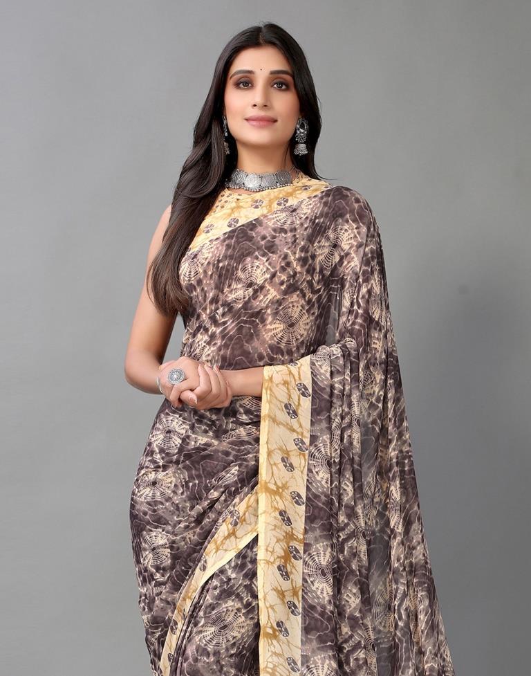 Light Purple Printed Georgette Saree
