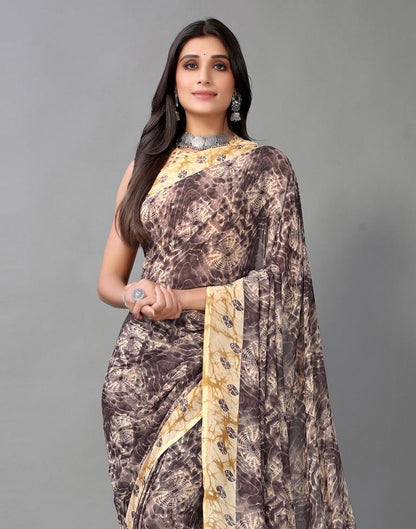 Light Purple Printed Georgette Saree