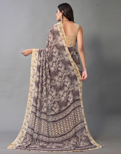 Light Purple Printed Georgette Saree