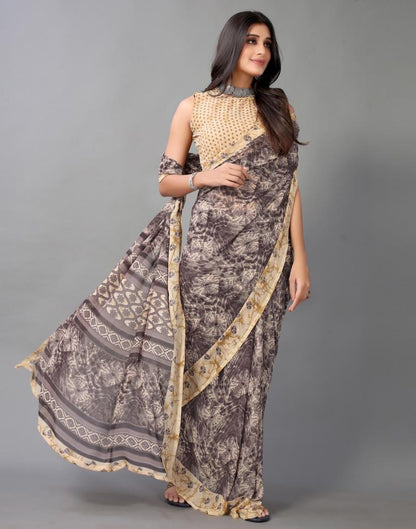 Light Purple Printed Georgette Saree